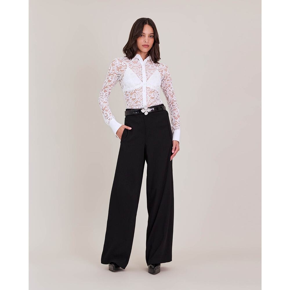 NWT Anne Fontaine Womens 42 US 10 Lys Shirt White Lace Blouse Career Designer